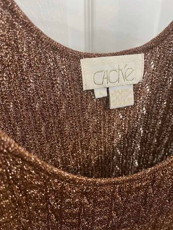 Cache Metallic Copper Ribbed Tank Top - Picture 4 of 6